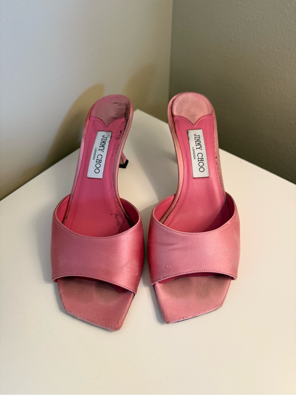 Jimmy Choo Pink Satin Mules